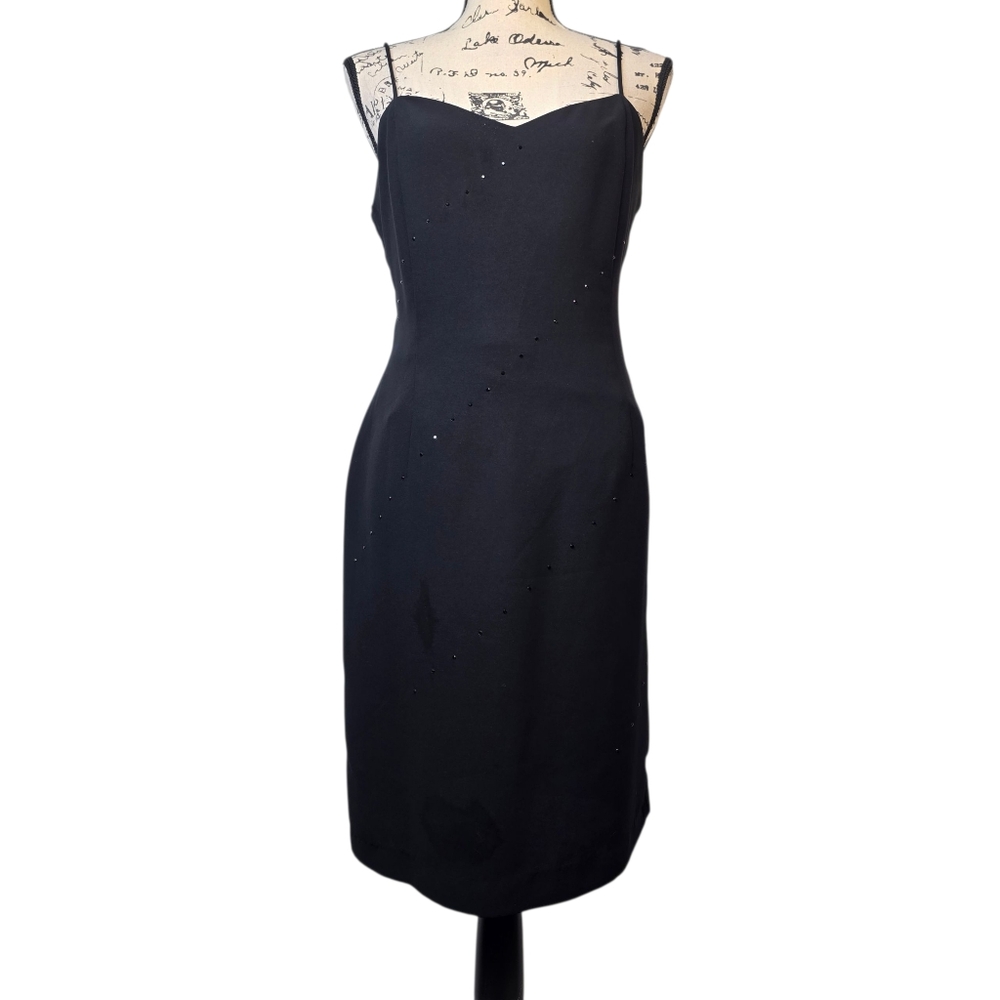 S.L fashions vintage y2k black beaded mini dress sz 10 (M)